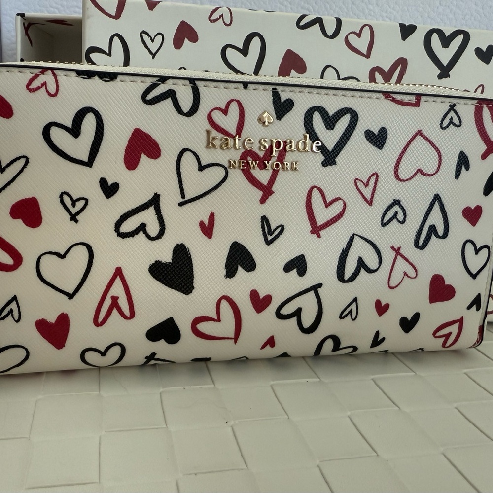 Kate Spade Multicolor Heart Print Wallet